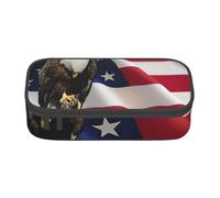 SSGVLPTO American Flag Eagle Independence Day print Stationery Organiser, Double Zip Large Pencil Pouch, Portable Pencil Pouch