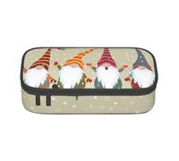 SSGVLPTO Christmas Gnome Print Stationery Organizer Large Double Zipper Pencil Case Portable Pencil Case, Black, Taglia Unica, floral
