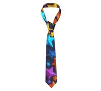SSGVLPTO color stars print Men's Wedding Tie, Formal Fashion Tie, Suitable for Groom, Best Man, Business Trip, Black, One Size