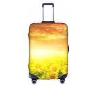 SSGVLPTO Dreamlike Sunset Of A Sunflower Field Printed luggage cover, luggage protection cover, wear-resistant luggage cover, White, L