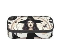SSGVLPTO Magic Witch Witchcraft Bohemian Drawing Printing Stationery Organizer, Double Zip Large Pencil Case Portable Pencil Case, Black, Taglia Unica, floral