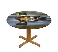 SSGVLPTO Mallard Duck Print Table Covers, Round Table Covers, Round Picnic Tablecloths, Elastic Fabric Covers