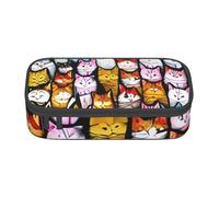 SSGVLPTO many cartoon cats print Stationery Organiser, Double Zip Large Pencil Pouch, Portable Pencil Pouch