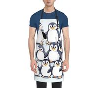 SSGVLPTO many Cute Baby Penguins Sketch print Aprons, Adjustable Aprons, Adult Apron with Pockets, Polyester Aprons, Black, One size