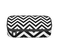 SSGVLPTO ZigZag Stripe Printed Stationery Organizer, Large Double Zipper Pencil Case, Portable Pencil Case, Black, One Size, Floral