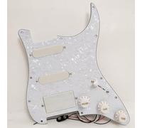 SSH Guitar Prewired Loaded Pickguard Active Pickups Set for ST Guitar Compatible with EMG Style Active Humbucker Pickups System,Solderless Wiring Upgraded Guitar Kit (White Pearl)