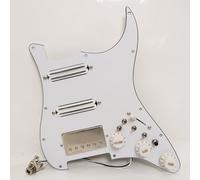 SSH Prewired Pickguard for Fender ST Style Guitar, Alnico 5 Humbucker & Dual Rail Pickups, Coil Split Multi Switch Wiring Harness, Loaded Strat Replacement Upgrade Kit (white)