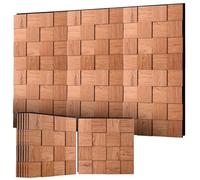 SSHENGYA 3D Mosaic Wood Acoustic Wall Panels, Sound Absorbing Wall Paneling for Interior Wall Decor, Modern Design 6-pack 15.7" × 15.7" for Home & Apartment Office Studio(Cherry）
