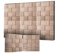 SSHENGYA 3D Mosaic Wood Acoustic Wall Panels, Sound Absorbing Wall Paneling for Interior Wall Decor, Modern Design 6-pack 15.7" × 15.7" for Home & Apartment Office Studio(Walnut）
