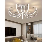 SSHIRUYI LED Ceiling Light Dimmable Ceiling Lamp with Remote Control 72W Modern Living Room Ceiling Lights Creative Design Bedroom Ceiling Lighting for Kitchen Office Bar Chandelier (Chrome, 75cn)