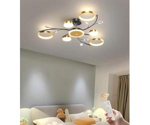 SSHIRUYI LED Dimmable Crystal Ceiling Light 91cm Large Living Room Lighting Fixture 70W Modern Gold Bedroom Ceiling Lights with Remote Acrylic Lamp Shade Creative Chandelier for Dinning Office