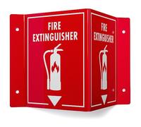 SSigns 3D Fire Extinguisher Sign 2-Pack | Projecting Wall Mount Fire Safety Sign, 6" x 8" x 4"
