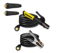 SSIMDER Electrode Holder with Cable & Ground Clamp Set, 600A Stick Welder Stinger with Dinse 10-25 & 35-50 Plug, Heavy Duty ARC Welding for Home, Garage & Automotive