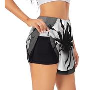 SSIMOO Black Spider Lightweight Women's Casual Shorts,Women's Double-Layer Sports Shorts-Breathable Stylish