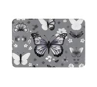 SSIMOO Gray Teal Butterfly Print Easy to Clean Outdoor Entrance Door Mat,Perfect for Home Decor and Versatile Use