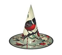 SSIMOO Ladies Chic Witch Hat with Musical Notes and Teal Birds - Ultimate Choice for the Best Halloween Costume