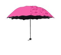 SSIMOO Ladies Portable Umbrella Windproof 3-Folding Blossoms In Water Changes Color Anti Sun/Rain Umbrella Academy (Color : Rered)