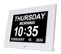SSINI Dementia Clock Large Digital Calendar for Seniors with Date and Time - Elderly Digital Clock Large Display, 12 Custom Alarms (8 Inch)