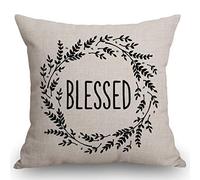SSIOU Blessed Pillows - Linen Farmhouse Cover - Cotton Linen Rustic Pillow 18x18
