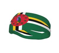 SSIULUS Flag of The Commonwealth of Dominica Versatile Sports Sweatband - Stretchable and Moisture-Wicking Headband for Yoga,Fitness,Basketball , Black, FHD-10906