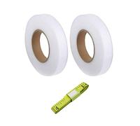 Ssiyiya 2 Rolls 5m Hemming Tape, No Sewing Iron on White Hem Tape Roll Fabric Fusing Tape with Soft Tape Measure for Jeans Curtain Trousers Garment Cloth(size:2.5cm/0.98inch)