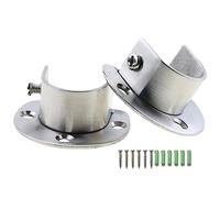 Ssiyiya 2pcs Wardrobe Rail Bracket with Screws, Wardrobe Rails and Fttings, Stainless Steel Recess Brackets for Curtain Poles, Flange Rod Holder Bracket Wall Mount(Silver,28mm)