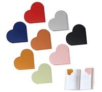 Ssiyiya 8pcs PU Leather Heart Bookmarks, Multi Colors, Handmade, Book Accessories, Cute Corner Page Bookmark Gift for Student, Friends, Book Lover Reading