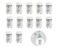 SSJkeji 12 Pcs Light Starter, FSU 4-65W Universal Light Starter 220-240V AC with UV Start Control Switches Energy Efficient Starters for Fluorescent Fluorescent Light Fittings (FS-U 4-65W)