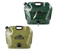 SSJkeji Collapsible water container with Spigot, 8L collapsible water carrier - camping water container,Portable Drinking Water Carrier for Hiking, BBQ, Picnic, Backpacking & Survival Kit (2 Pack)