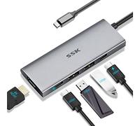 SSK 100W USB-C HUB, USB3.2 Gen 2 10Gbps 5 in 1 Type C Multiport Adapter with 4K HDMI, 2 USB C with 1 PD Powered, 2 USB A 3.2 Gen2 Ports, SuperSpeed USB C Dock for Laptop Macbook Pro Air Dell Hp Lenovo