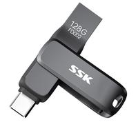 SSK 128GB Dual USB3.2 Memory Stick,Up to 240 MB/s USB C+A Flash Thumb Drive