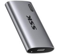 SSK 128GB Portable SSD External Hard Drive Solid State Drive up to 550MB/s | USB-C cable and USB-A adapter,USB 3.2 Gen2 6Gbps,LED Indicator, Trim & SMART Supported,On-The-Go (OTG),Compact Design,