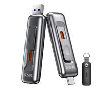 SSK 256GB Portable SSD External Drive, up to 560 MB/s read, Sliding USB-C/A | Sliding dual USB-C/A, USB 3.2 Gen 2 Solid State Drive for iPhone 15/16/17, Android, Windows, Mac, tablet and smart TV storage