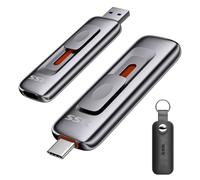 SSK 256GB USB Flash Drive Up to 1000MB/s, Dual USB 3.2 Gen2 Memory Stick, Type A + Type C Portable SSD 3-Stage Push-Pull Design External Solid State Drive for iPhone 15/16/17 Series/Android/Mac/PC