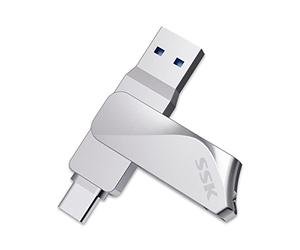 SSK USB 3.2 Memory Sticks 256GB Type C Dual OTG Metal Flash Drives Waterproof Pendrive USB C Thumb Drive up to 200MB/s High Speed USB Pen Drive USB-stick for PC Tablet Mac MacBook USB-C Smart Phone