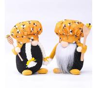 SSKA Bumble Bee Chef Gnomes Decorations, 2 Pcs Yellow Black Bees Festival Gonks Decor, Swedish Spring Fall Tomte Honey Dolls, for Home, Kitchen, Farmhouse