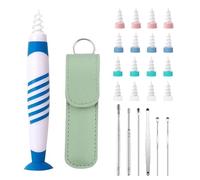 SSKHE 1 Set Spiral Soft Silicone Ear Wax Removal Tool and 1 PCS Ear Cleaning Kit, Safe Ear Cleaner with Handle, Upgraded Spiral Ear Cleaner