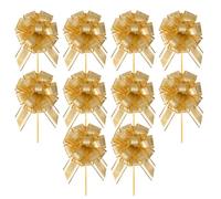 SSKHE 10 pcs 50mm Large Organza Christmas Pull Bows Lovely Xmas Baskets Bows for Gift Wrapping Yellow Pulled Bow Ribbons Bows Wrapping Ribbon Bow for Xmas Gift Wrapping, Christmas Decorations, Floris