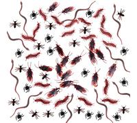 SSKHE 100Pcs Plastic Realistic Bugs Insects Fake Cockroach,Snake,Spider,Centipede,Ant For Halloween Party,April Fool's Day