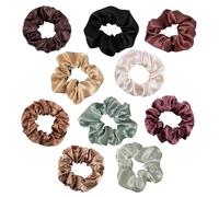 SSKHE 10PCS Hair Scrunchies Satin Scrunchies,Soft Hair Ties,Ponytail Holder Hair Accessories,Elastic Hair Bands,Premium Satin Softer Silk,Bobbles Hair Bands,atin scrunchies for Thick Thin Curly Hair