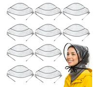 SSKHE 10PCS Rain Bonnet with Visor, Clear Rain Hats Waterproof Protect Hairstyle Men Women, Adjustable Reusable Cap for Outdoor Rainy Day Unisex