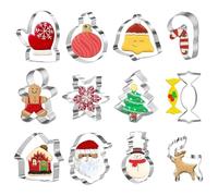 SSKHE 12Pcs Christmas Cookie Cutters Set - Stainless Steel Biscuit/Pastry Cutters (Xmas Tree, Gingerbread Man, Snowflake, Santa, Snowman) for Christmas Baking, Emporte Piece Noel