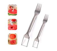 SSKHE 2-in-1 Watermelon Slicer Cutter, Stainless Steel Fruit Slicer, Watermelon Cutter Slicer Tool, Double Head Fruit Fork Cutting Knife with Round Handle, for Cantaloupe Papaya Dragon Fruit