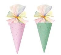 SSKHE 2 Pack Small School Cone - Mini Kindergarten School Cone & Sibling Bag, Pink + Green, Back to School Gift for Students, Ideal for Kindergarten & Primary School Enrolment