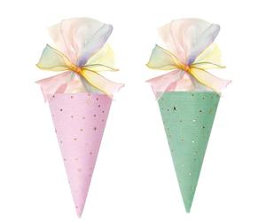 SSKHE 2 Pack Small School Cone - Mini Kindergarten School Cone & Sibling Bag, Pink + Green, Back to School Gift for Students, Ideal for Kindergarten & Primary School Enrolment