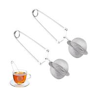 SSKHE 2 Pack Tea Infuser with Handle - Stainless Steel Snap Ball Tea Strainer for Loose Leaf Tea & Spices, Fine Mesh Filter - Tea Tongs, Tea Ball Infuser, Perfect for Brewing & Sprinkling Spices