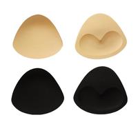 SSKHE 2 Pairs Waterproof Push-Up Triangle Bra Inserts - Black & Beige - Removable, Breathable & Silicone-Padded - Enhanced Support for Swimsuits, Bikinis & Sports Bras
