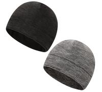 SSKHE 2 Pcs Warmer Running Beanie, Skull Cap with Ear Covers, Unisex Beanie Hats Cycling Helmet Black