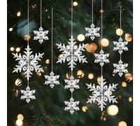SSKHE 25pcs Christmas Tree Decorations Crystal Ornaments Acrylic Snowflake Hanging Christmas Decoration Snowflake Icicle Drop for Xmas Tree Winter Holiday Party Decorations