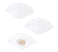 SSKHE 3 Pack 12" White Mesh Pop Up Food Covers, Umbrella Fly Food Cover for Cake, Net Mesh Food Covers for Home Use, Reusable & Collapsible Fly Covers for Food, Indoor Dining Protector
